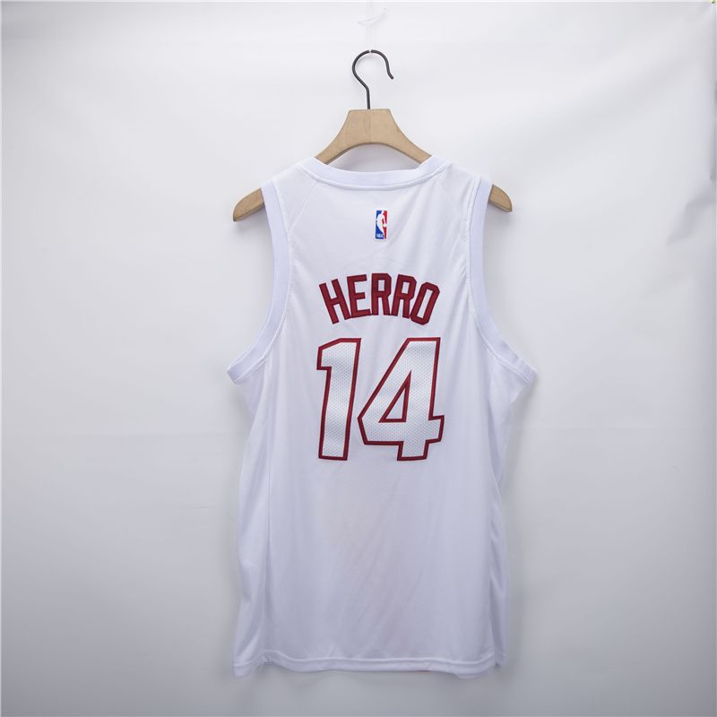 Men Miami Heat 14 Herro White Game Nike 2021 NBA Jersey